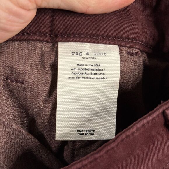 Rag & Bone Pants Mens 30x30 Red Slim Fit Stretch Chinos Preppy Casual - Picture 6 of 15